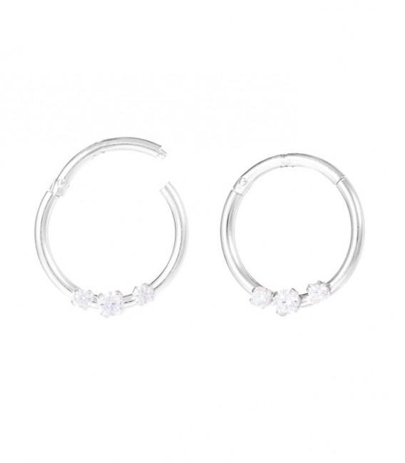 Aro Plata Piercing Bisagra Circonita Precio Unidad