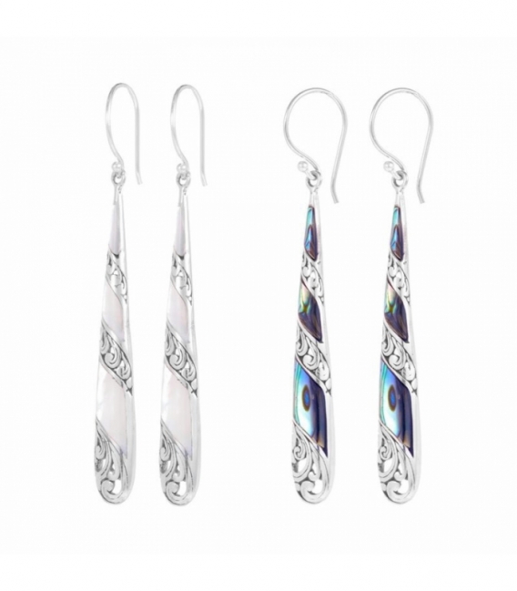 Boucles d'oreilles Argent Filigrane Minéraux 46mm Prix Paire