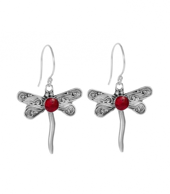 Boucles d'oreilles Argent Libellule Pierre 20mm Prix Paire