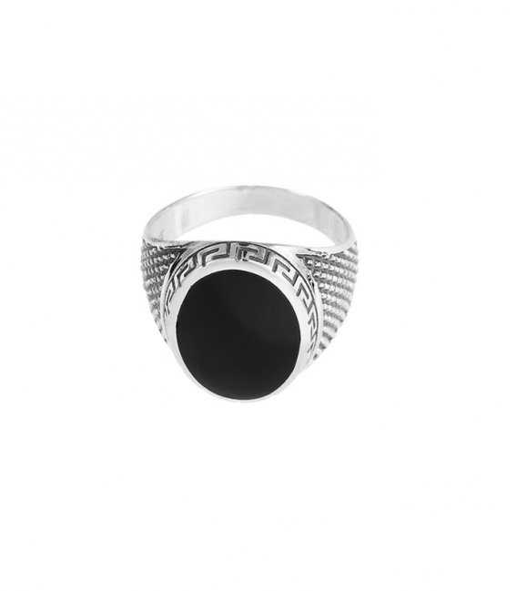 Bague Argent Chevaliere Onyx 17.5 X 14mm