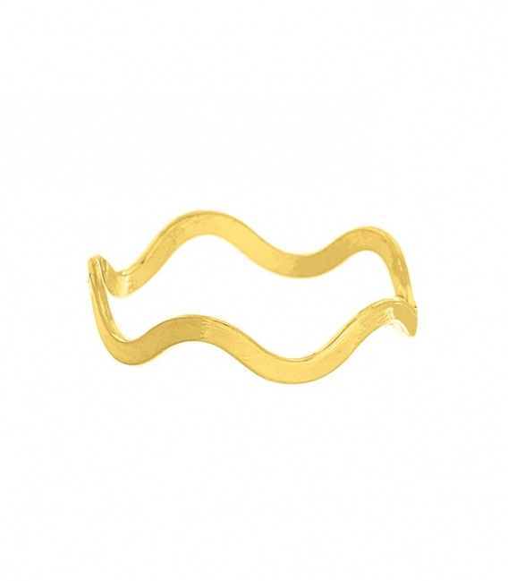 Anillo Plata Ondas Bañado Oro