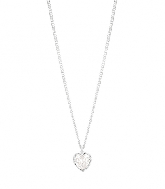 Collier Argent Coeur Zirconium (6.5mm) 40+3,50cm