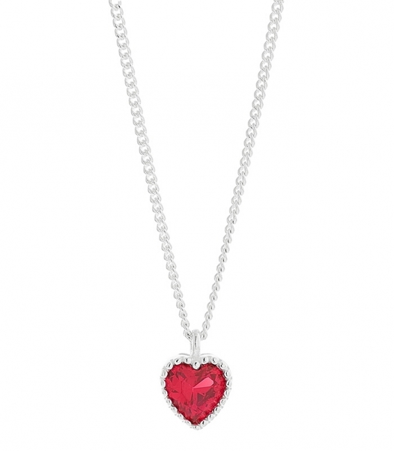 Collier Argent Coeur Zirconium (6.5mm) 40+3,50cm