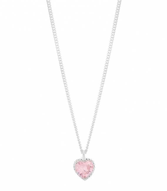 Collier Argent Coeur Zirconium (6.5mm) 40+3,50cm