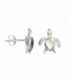 Boucle d'oreille Argent Tortue Pierre 13mm Prix Paire