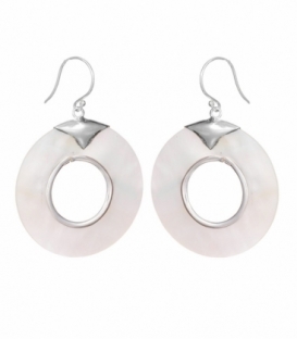 Boucle d'oreille Argent Cercle Nacre 30mm Prix Paire