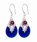 Boucle d'oreille Argent Avalone Bleu Grenat Prix Paire