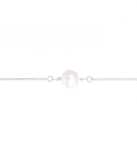 Pulsera Plata Perla Cadena Veneciana 16+3cm