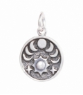 Pendentif Argent Phases de Lune Soleil et Etoiles Ø13mm