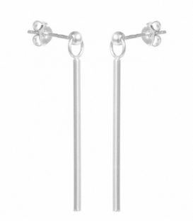 Boucle d'Oreille Argent Barre Carrée 33mm Prix Paire