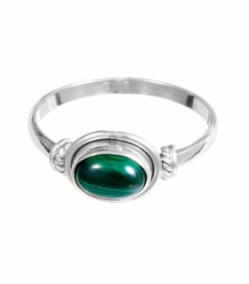 Bague Argent Malachite Ovale