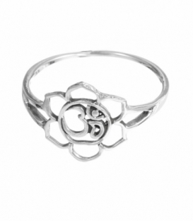 Anillo Plata Om con Flor Loto