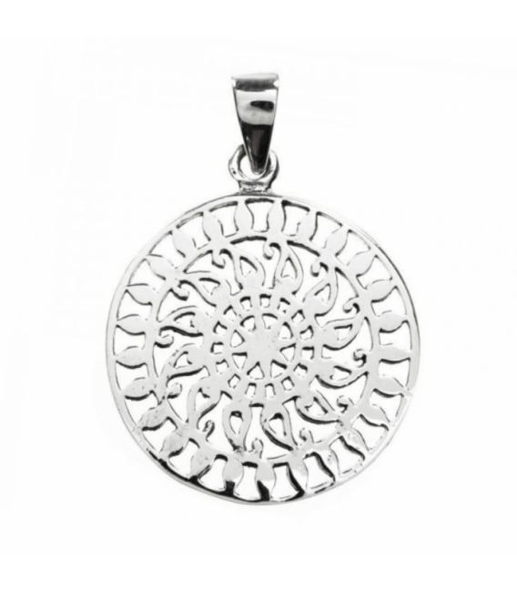 Colgante Plata Sol Mandala Ø18mm