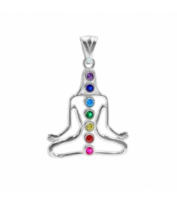 Colgante Plata Buda Chakras 25mm