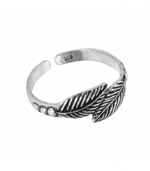 Bague Argent Pied Midi Plumes