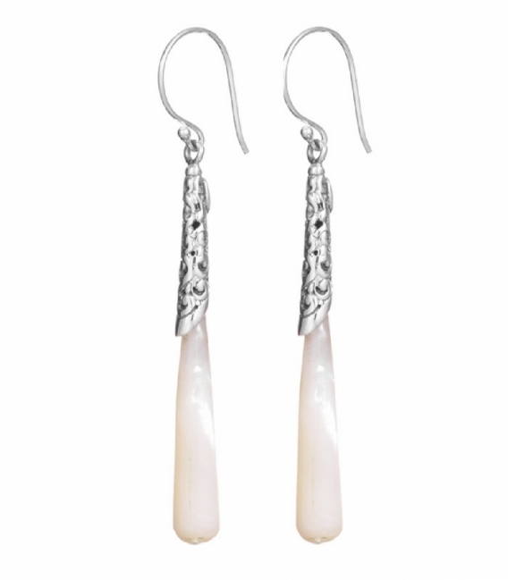 Boucles d'oreilles Argent Nacre Filigrane 46mm Prix Paire