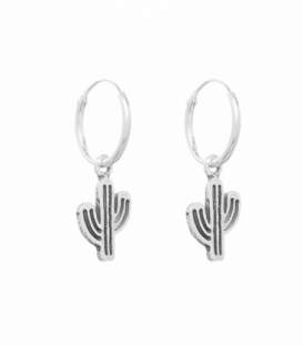 Créoles Argent avec Cactus 12mm Prix Paire