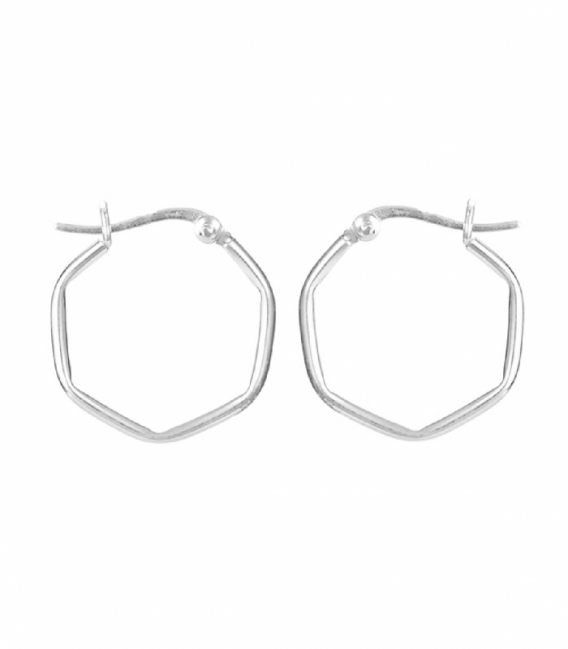 Créoles Argent Hexagonal 20mm Prix Paire