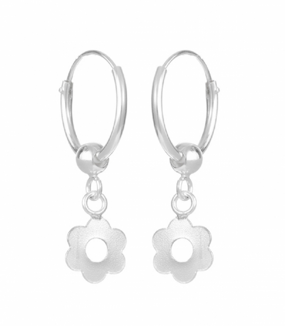 Creoles Argent Fleur 12mm Prix Paire