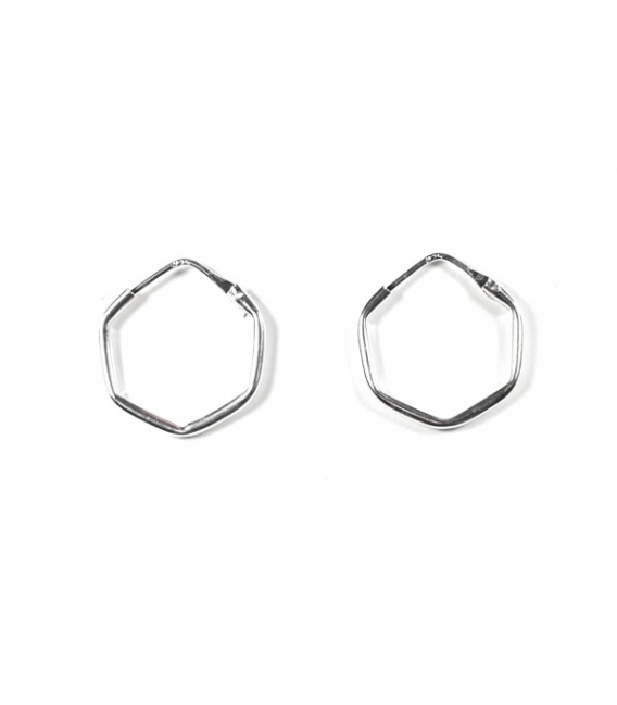 Créoles Argent Hexagonal Prix Paire