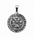 Pendentif Argent Boussole Viking Vegvisir Ø24.5mm