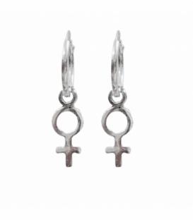 Créoles Argent avec Symbole Femme 12mm Prix Paire