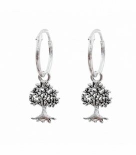 Créoles Argent avec Arbre de Vie 12mm Prix Paire