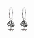 Créoles Argent avec Arbre de Vie 12mm Prix Paire