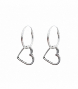 Créoles Argent avec Coeur 12mm Prix Paire