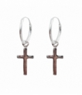 Créoles Argent avec Croix 12mm Prix Paire