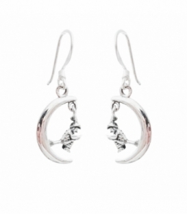 Boucles d’oreilles Argent Sorcière sur une Lune . Prix Paire