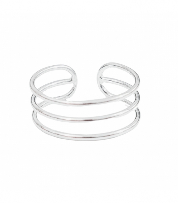 Bague Argent Pied Midi Trois Lignes