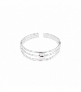 Bague Argent Pied Midi Trois Lignes Boule