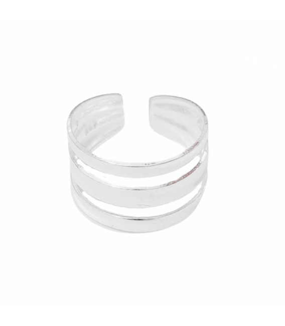 Anillo Plata Pie Midi Tres Lineas