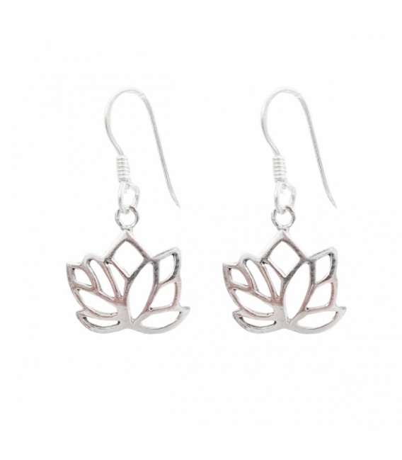 Boucles d'oreilles Argent Fleur Lotus 13.5mm. Prix Paire