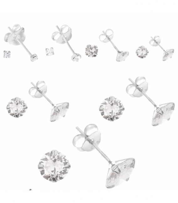 Boucles d’oreilles Argent Zirconium 1.5mm Serties. Prix Pair