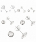 Boucles d’oreilles Argent Zirconium 1.5mm Serties. Prix Pair