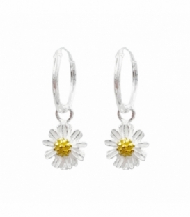 Boucle d´Oreille Créole Argent avec Fleur 12mm Prix Paire