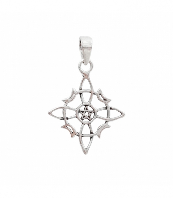 Pendentif Argent Noeud de Sorcière avec Pentagramme 20mm