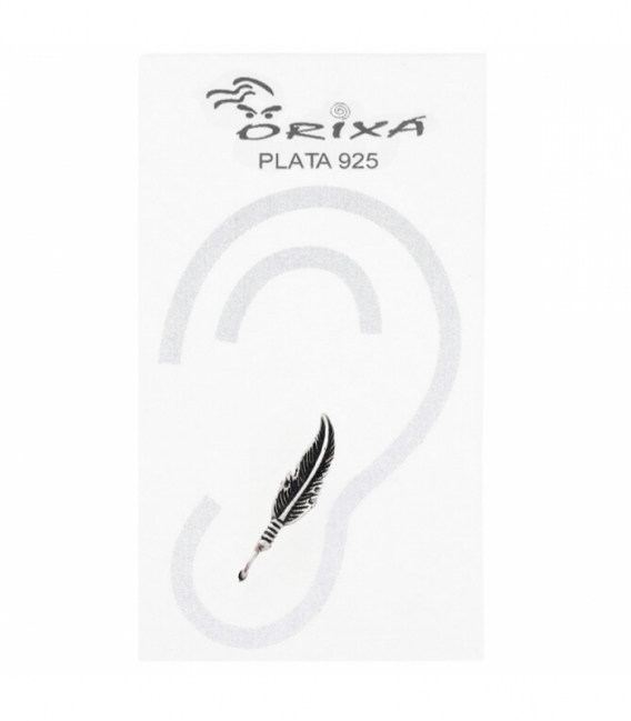 Pendiente Plata Trepador Pluma Precio Par