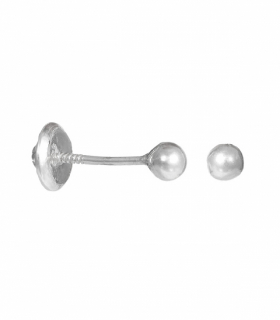 Boucle d'oreille Argent Boule 3mm Fermeture à Vis Plate Prix Paire