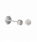 Boucle d'oreille Argent Zirconium 3.5mm Fermeture à Vis Plate Prix Paire