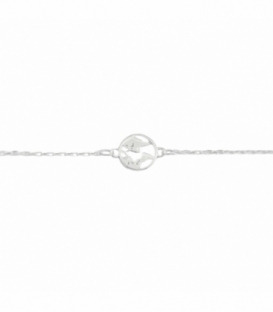 Pulsera Plata Mapamundi 8mm 16,5+3cm