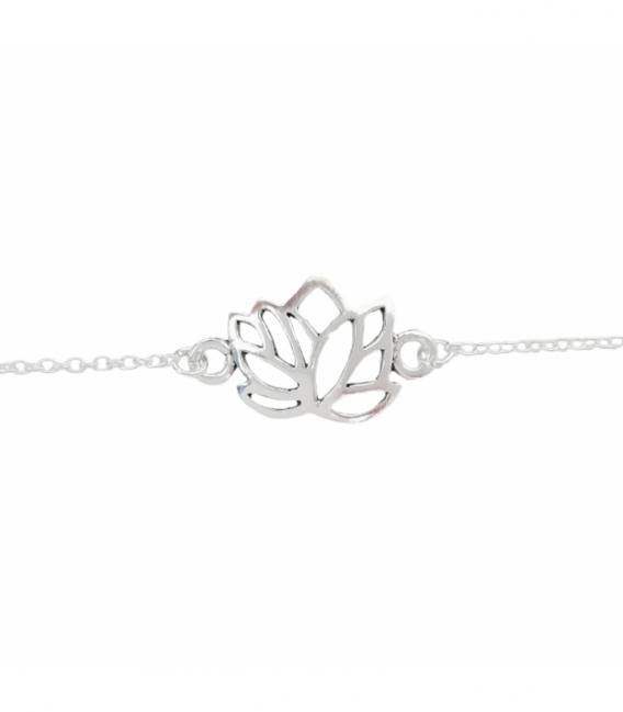 Pulsera Plata Flor Loto 15,5+3cm