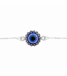 Bracelet Argent Mauvais Oeil 16+2,5cm