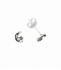 Boucles d'oreilles Argent Lune avec Étoile. Prix Paire