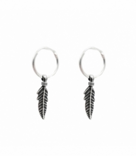 Créoles Argent avec Plume 12mm Prix Paire