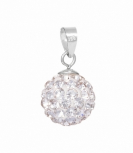 Pendentif Argent Boule Strass 10mm Blanche