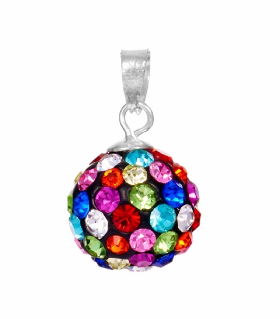 Colgante Plata Strass Bola 10mm Color