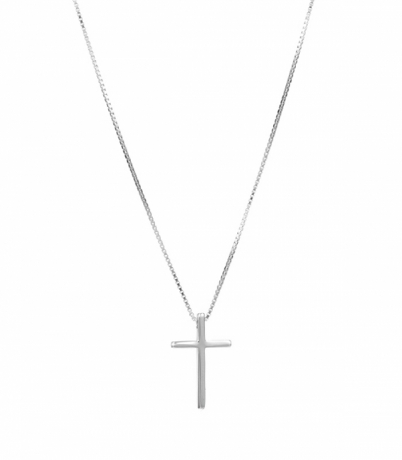 Collier Argent Rhodié Croix 40+3cm